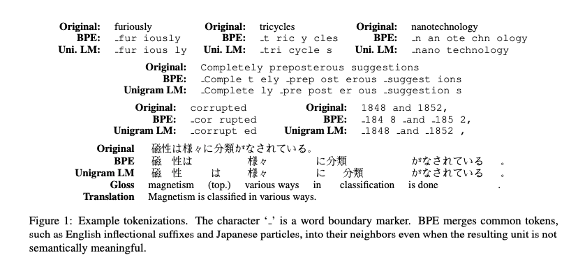 BPE vs Unigram LM Encoding